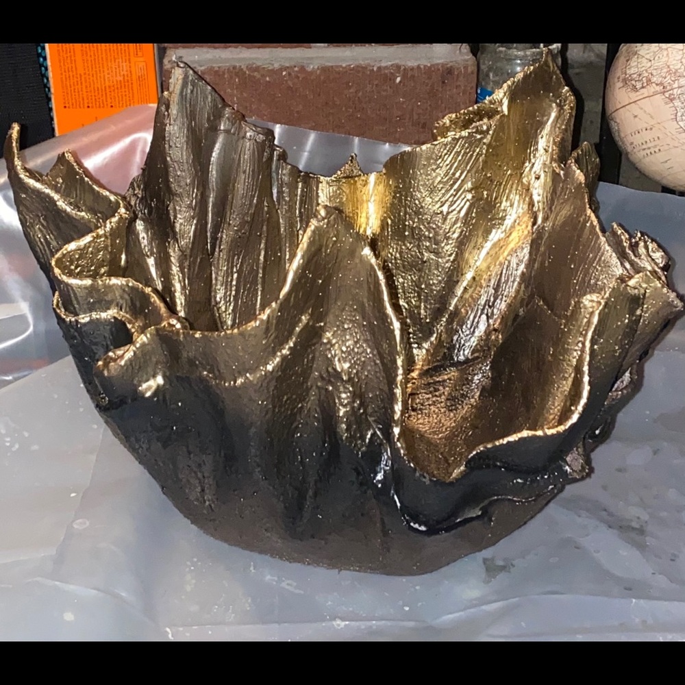 Hand Crafted Cement Flower Pot..